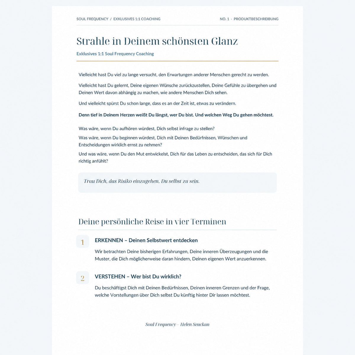 Strahle in Deinem schönsten Glanz ♡ Exklusives 1:1 Soul Frequency Coaching